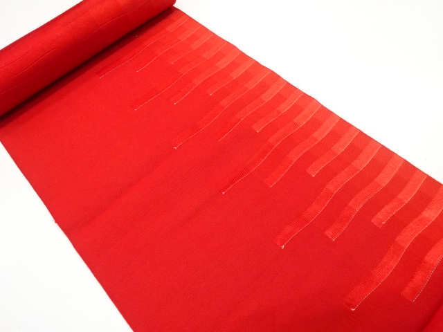 JAPANESE KIMONO / ANTIQUE BOLT FOR HASSUN OBI / WOVEN WAVY STRIPE